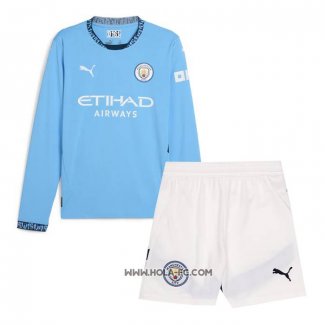 Camiseta Primera Manchester City 2024-2025 Nino Manga Larga