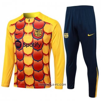 Chandal de Sudadera del Barcelona 2024-2025 Nino Amarillo